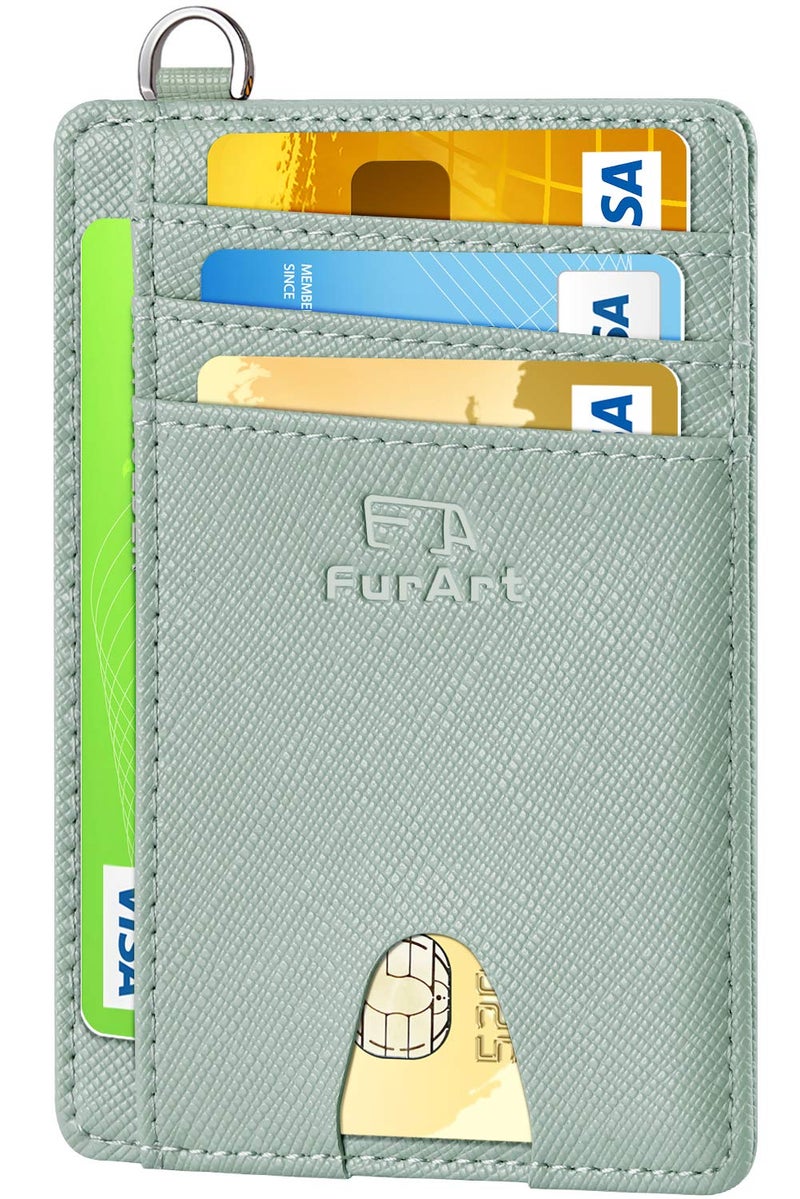 FurArt محفظة فورا آرت رفيعة وعصرية، محافظ جيب أمامية، حجب RFID، حامل بطاقات ائتمان للرجال - عشب البحر - Image 1